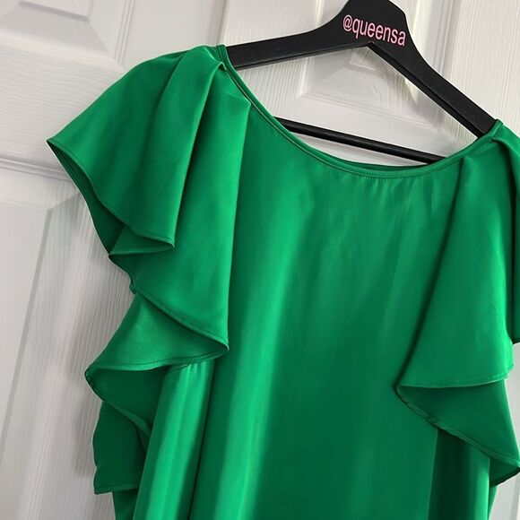 Worthington Green Ruffle Sleeve Silky Top - Picture 4 of 10